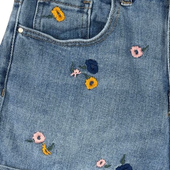 Pacsun SZ 26 Mom Jean Shorts Floral Embroidered Cuffed Hi-Rise Zip-Fly Pockets - Picture 2 of 8